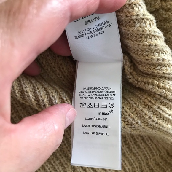 Polo Ralph Lauren Men's Camel Shawl Collar Cardigan Sweater in Large - Picture 7 of 8